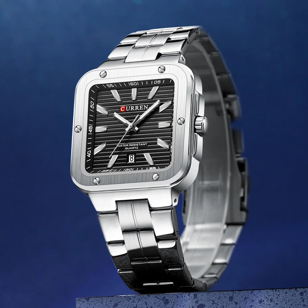 CURREN メンズ防水時計 - 特大日付表示付き大型ダイヤル時計ファッションビジネスカジュアルクォーツ時計