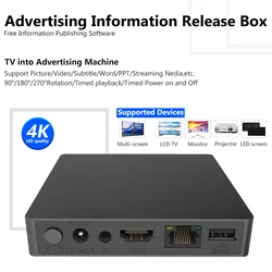 Reproductor de señalización Digital 4K Android, caja publicitaria, liberación de información, imagen rodante, ratos, pantalla dividida