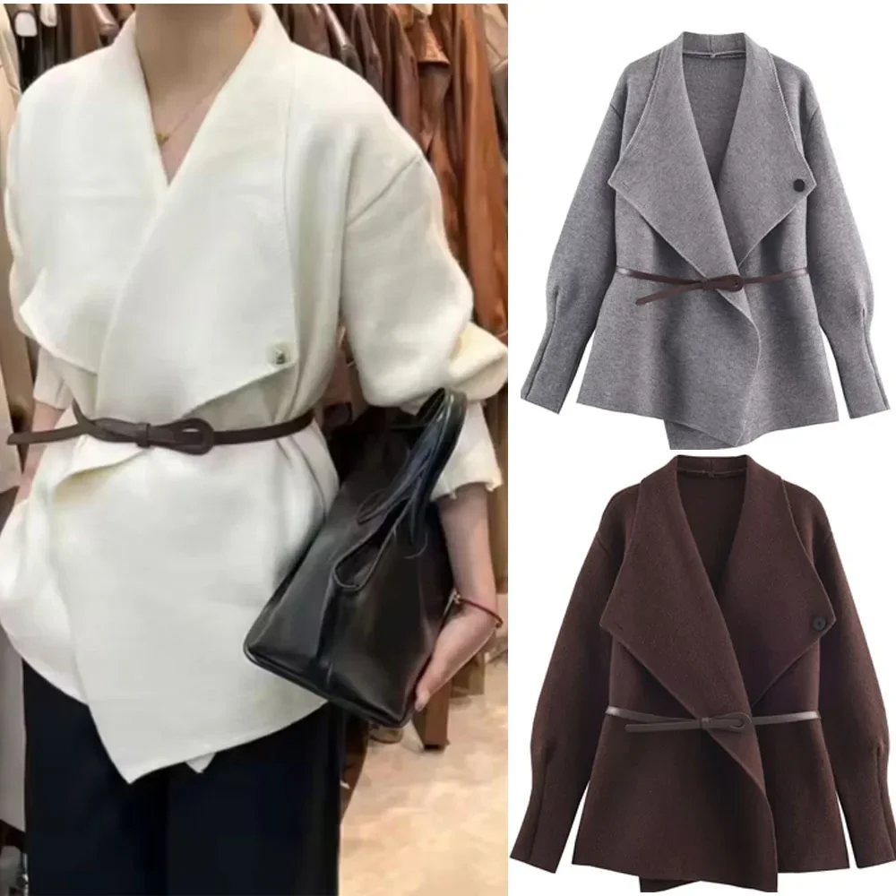 

Вязаный открытый кардиган с v-образным вырезом, вязаный свитер, пальто, женский оверсайз, осенне-зимний модный кардиган с длинными рукавами, стандартный крой, топ