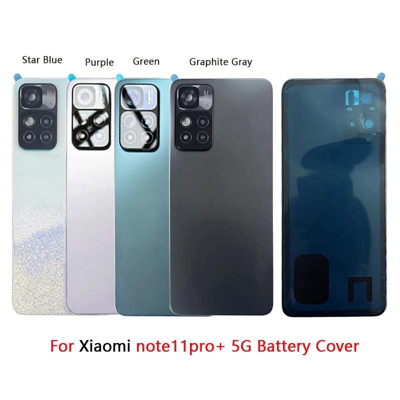 New Back Cover For Xiaomi Redmi Note 11 Pro+ Plus 5G Battery Cover Rear Housing Glass Panel With Camera Lens Replacement