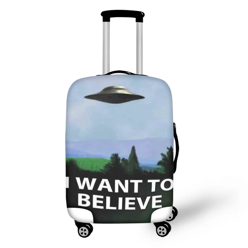 Funny Alien UFO Want To Believe Luggage Cover Anti-scratch Baggage Protective Cover Removeable Travel Accessory for 18-32 Inch