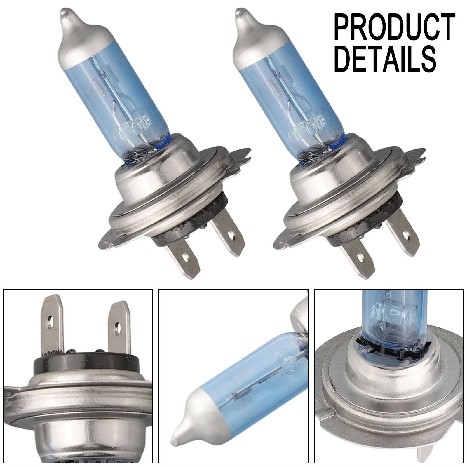 2pcs H7 55W 12V 6000K 1500LM Xenon Halogen Headlight Bulbs High Brightness White Car Lights Silver + Blue Shell Signal Lamps