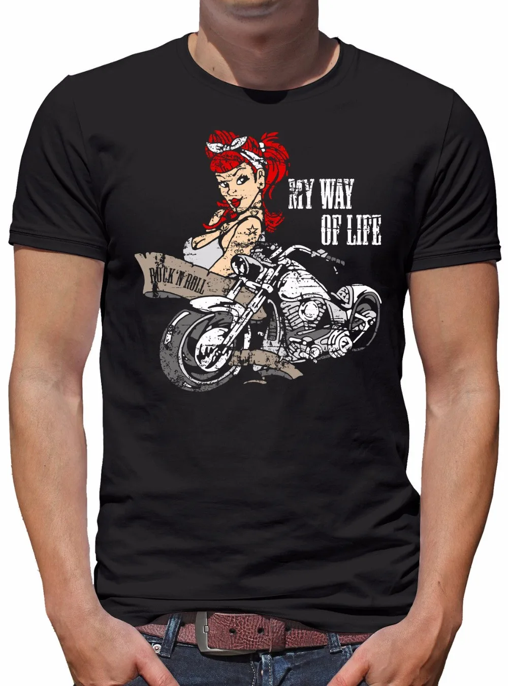 

Hot Sale Super Fashion Slim Fit T Shirts Biker Girl Tattoo T-Shirt Muscle Men Men's Tee Shirts Custom Aldult Teen Unisex