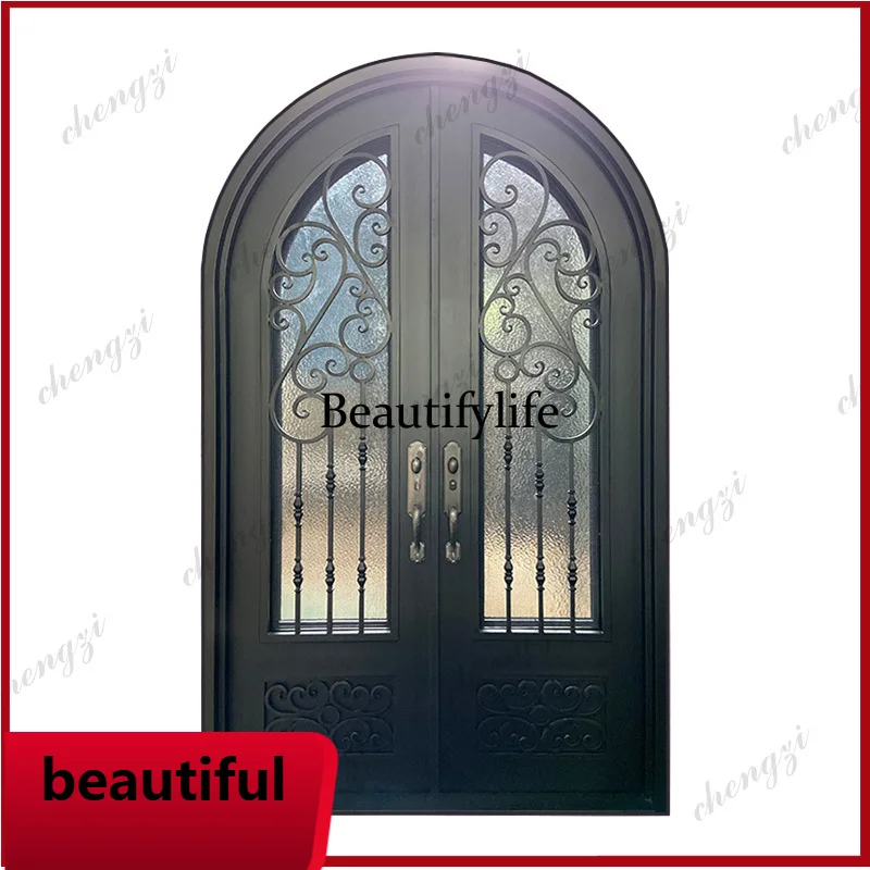 F181 Customization Heavy Duty Theft Proof Exterior Main Iron Door Villa Wrought Iron Door Exterior Front Entry Door