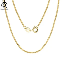 ORSA JEWELS Italian Handmade 1.2mm Chopin Chain Necklace Solid 925 Sterling Silver Woman Girl 14K Gold Plated Chain Jewelry SC53