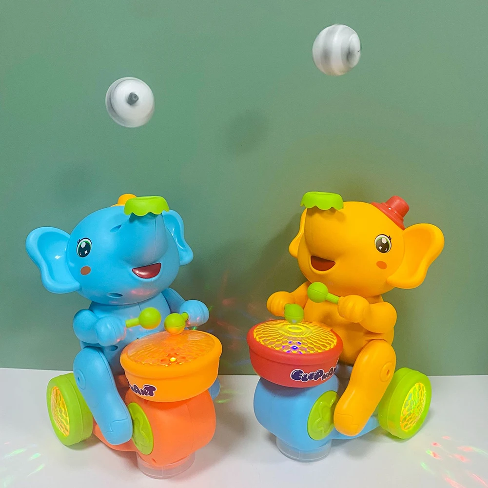 Musical Walking Elephant Toy Elephant Drummer Toy with 2 Levitation Ball Animal Walking Toy Battery Operated for Boys Girls