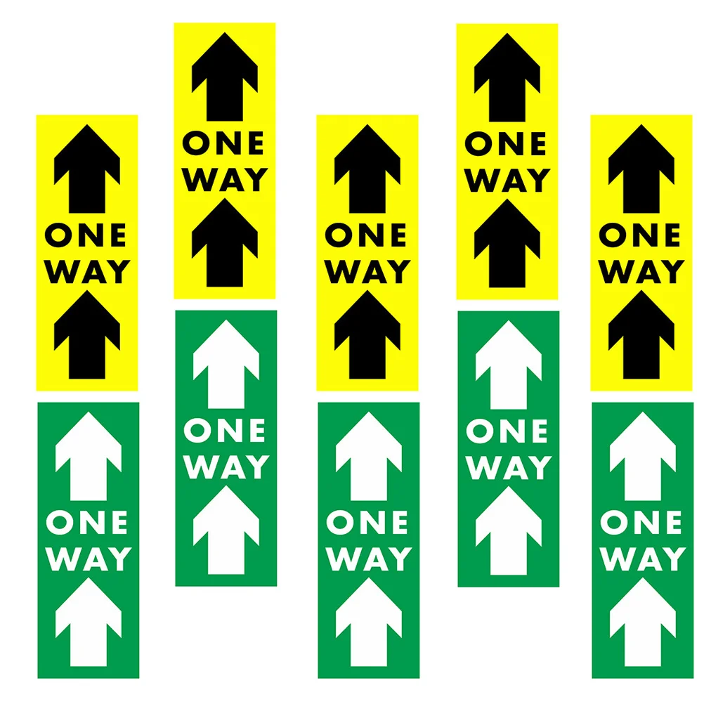 10pcs Safety Floor Decals One Way Arrow Sticker Durable Pvc Ground Sign For Supermarket Mall Bank Store Social Distance Warning