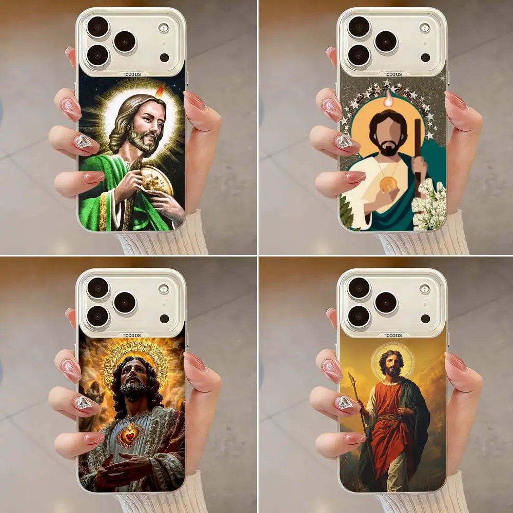 

Christianity San Judas Tadeo Phone Case For iPhone 17,16,13,12,X,11,15,14,Pro,Max,Plus,SE4,Air,Mini White IMD HD Matte