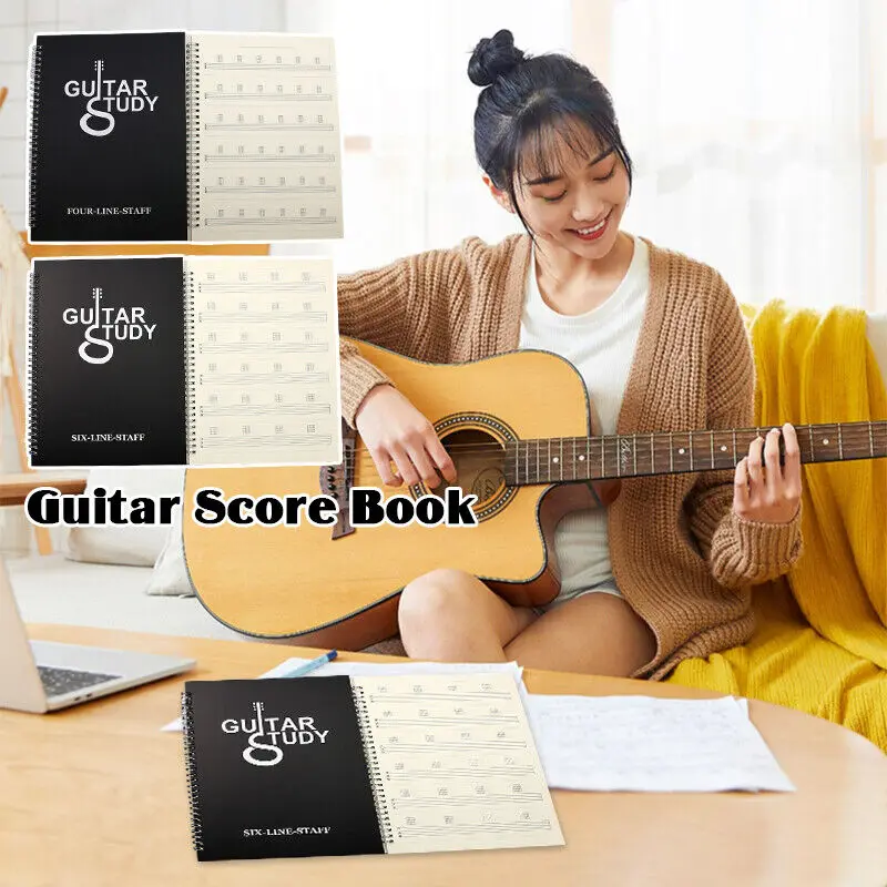 Memory Tab Note Notebook Guitar Score Notebook Portable Coil Work Pad corda per chitarra Ukulele a sei linee forniture musicali a quattro linee