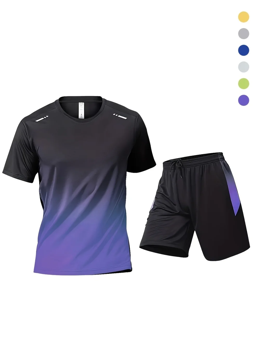 2026 Summer Man Set 2PCS Shorts Sports Suit Mens Fitness Clothes Quick Dry Gradient Printing Running Short Sleeve Men's Clothing