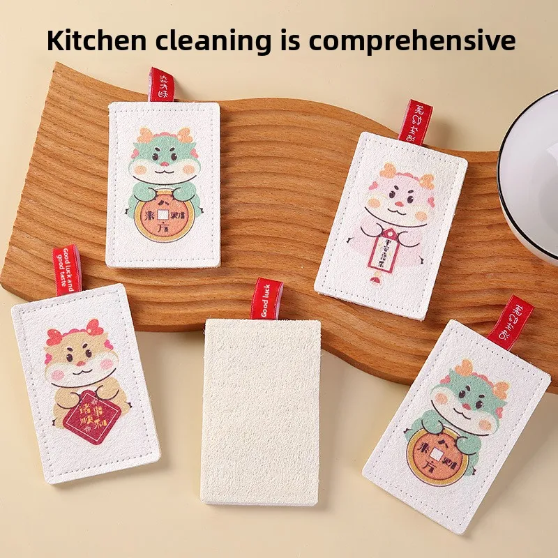 LMM loofah wood pulp cotton sponge dishcloth compression kitchen scouring cloth