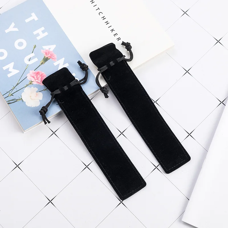 5 Pcs/set Crystal Pen Flannel Pen Bag Double-sided Thickened Bunched Pen Bags Gift Pen Pencil Cases Packing Box School Supplies