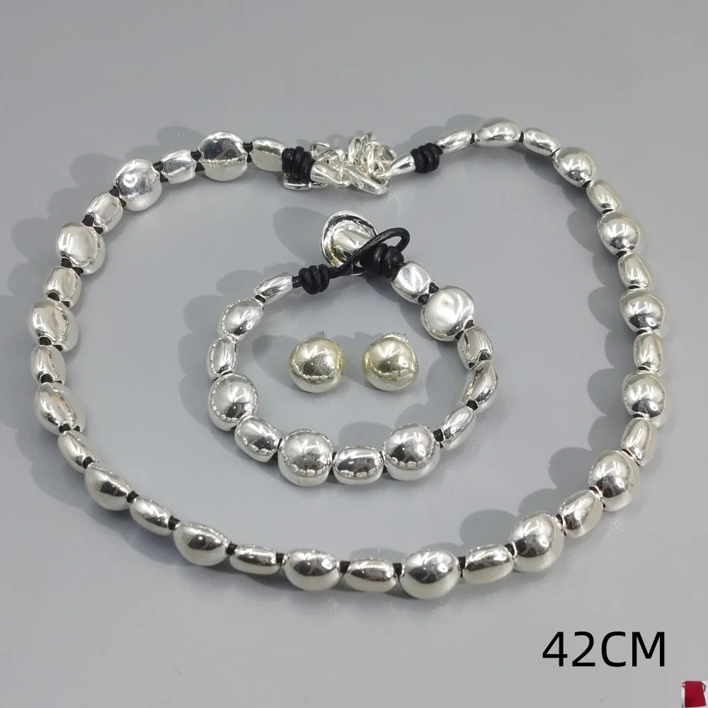 2026 Spain Personalized Unique Gold Silver Beaded Jewelry Three Piece Set to Give Charm Gifts to Friends