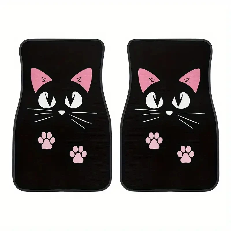 

4 PCS Car Retro Cartoon Cat Black Nordic Windmill Carpet Four-piece Anti-fouling Floor Mat