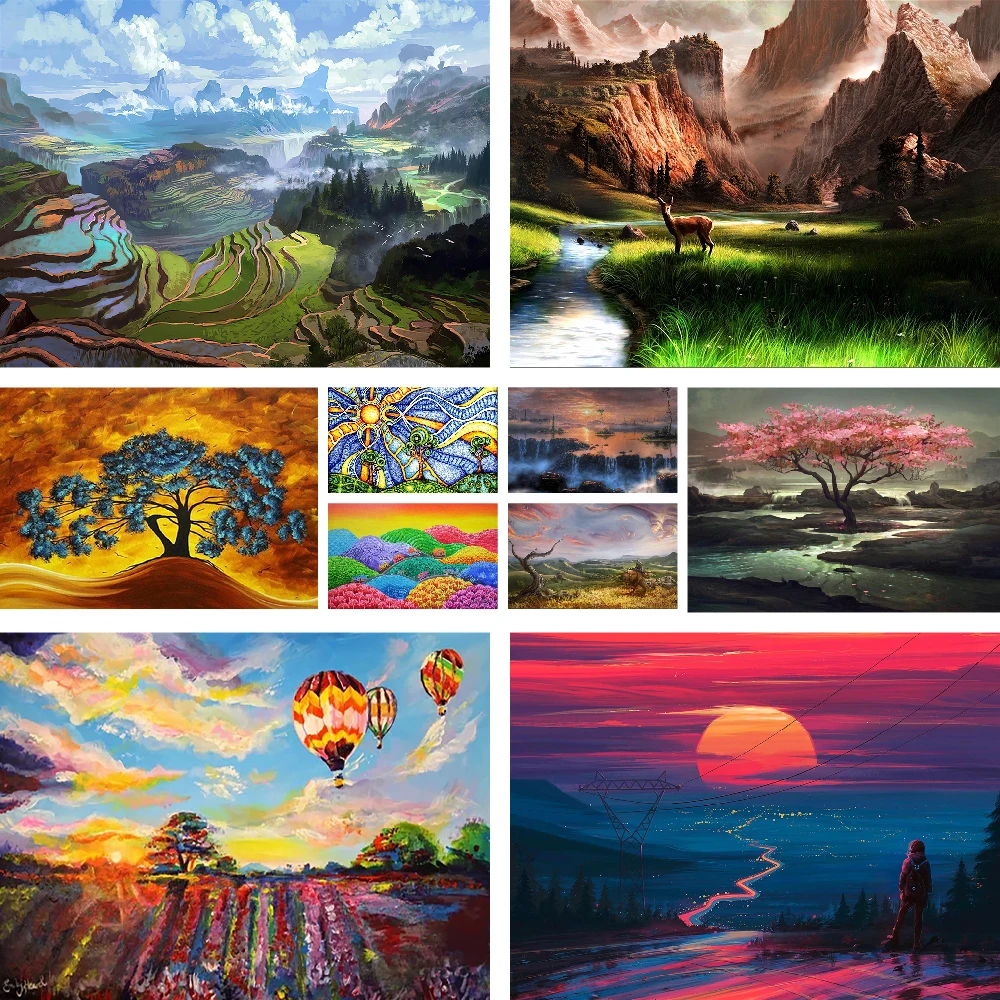 大人のための世界の魔法の油絵,40x50の数字の創造的なクラフトキット,パーソナライズされたギフト,卸売,2023