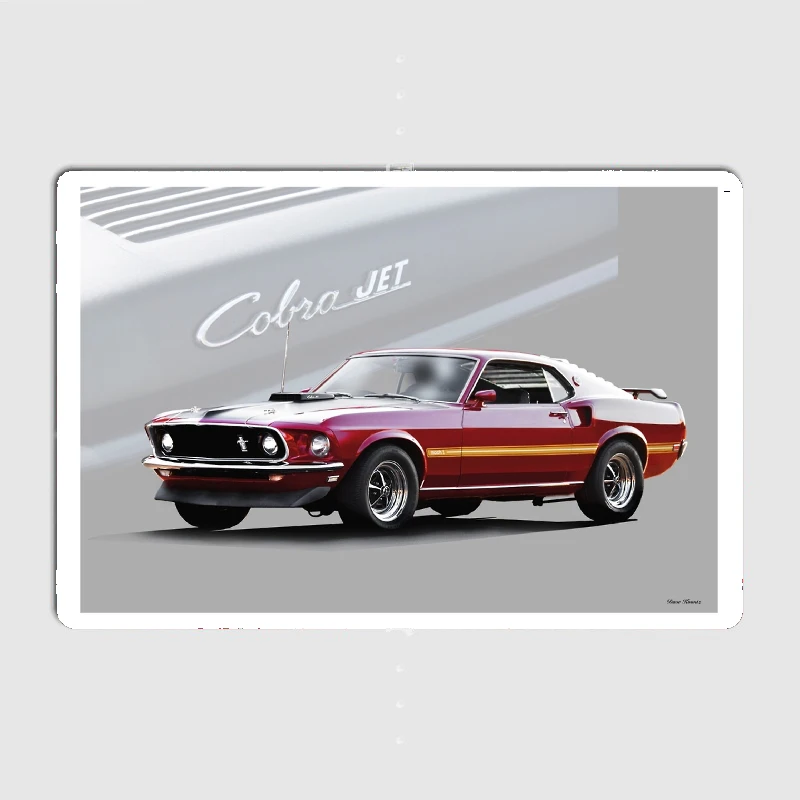 1969 Mach 1 'Cobra Jet' Metal Tin Sign Truck Indoor and Outdoor Home Bar Coffee Kitchen Wall Decoration