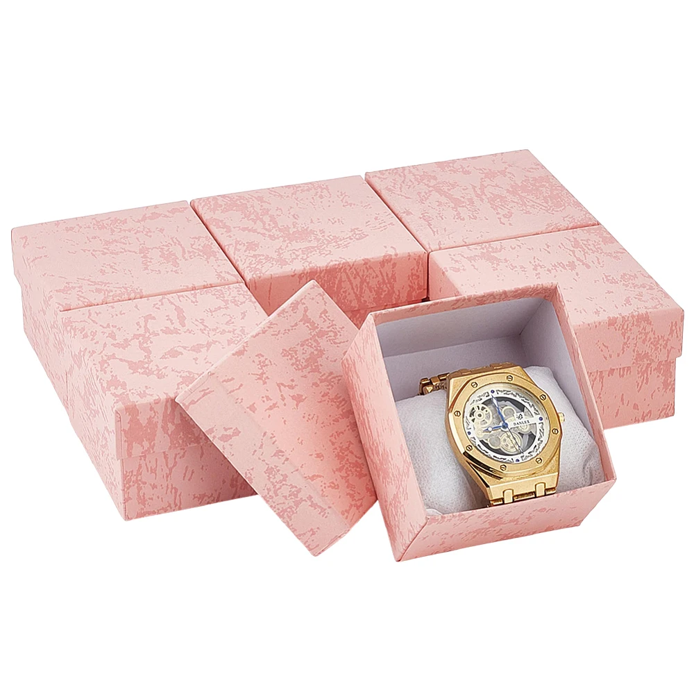6 Pack Watch Gift Box Bracelet Display Case with Pillow Jewelry Box for Anniversary Birthday Women Bangle Watch Packaging