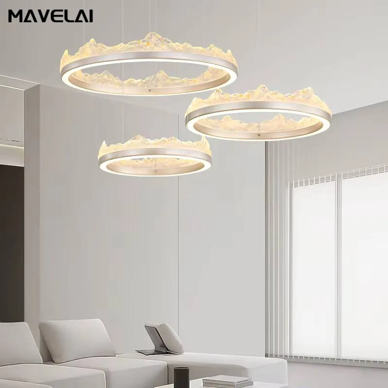 Italian Minimalist Living Room Chandelier 2025 New Design Sense Iceberg Chandelier Light Luxury Atmosphere Indoor Lighting Lamps