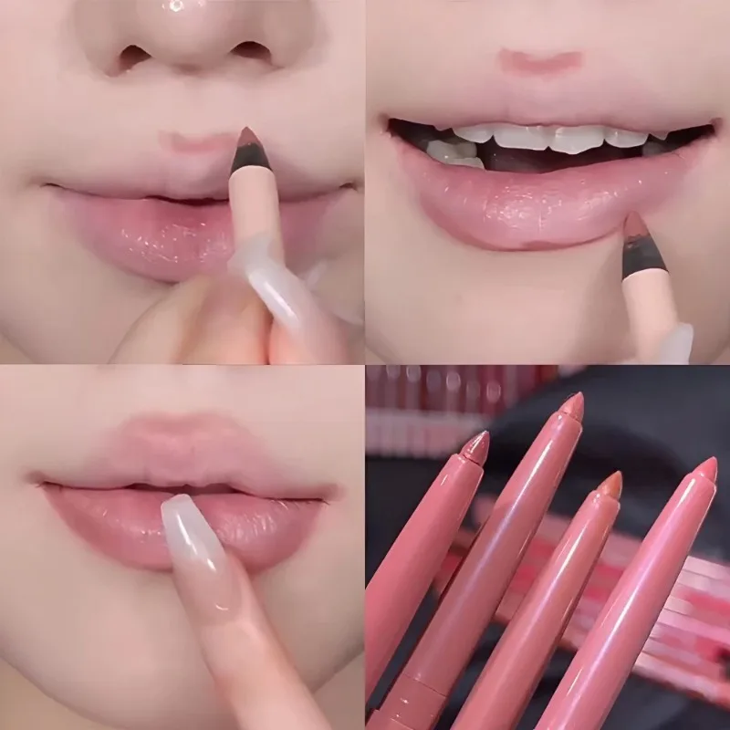 Lip Liner Lipstick Pen Waterdicht Blijvende Haaklijn Lippen Matte Beginner Automatische Lippen Liner Bonenpasta Lipcontour Cosmetica