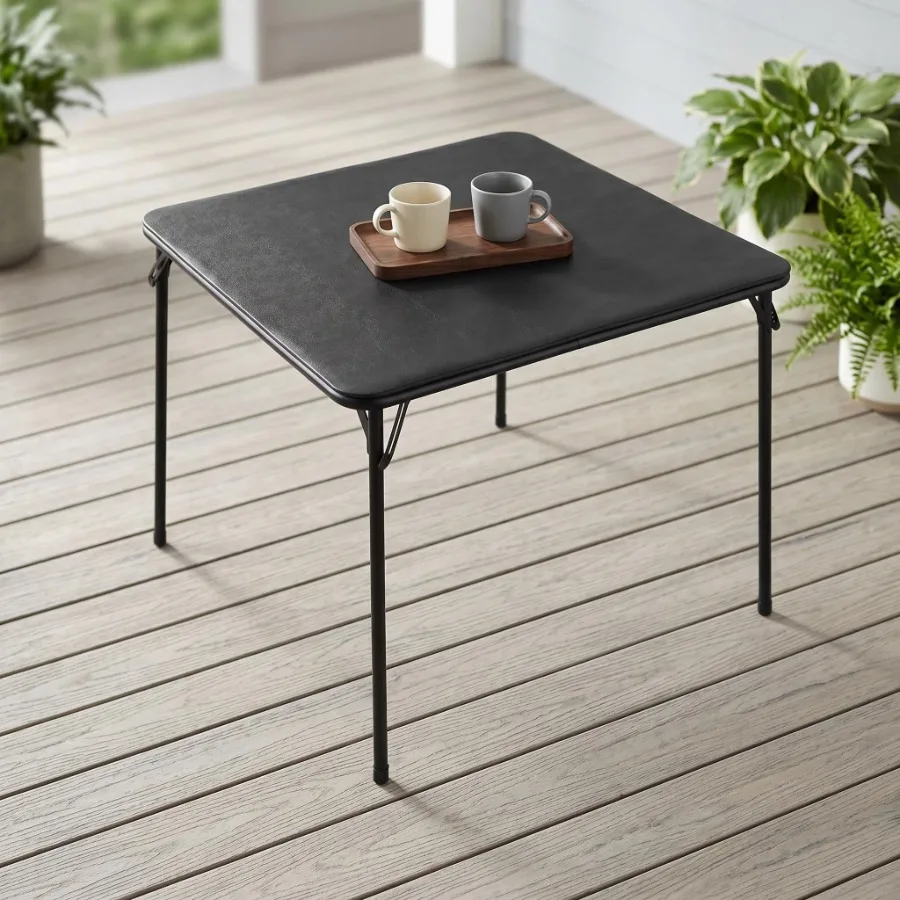 31.5" Square Folding Table Portable Card Table for Dining Games Camping Black