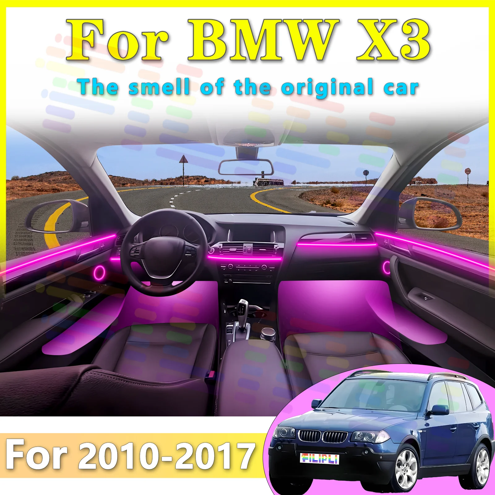 For BMW X3 G01 Top-tier Stealth Acrylic Auto Interior Ambient Strips RGB Audio Interaction Mobile APP Multichrome LED