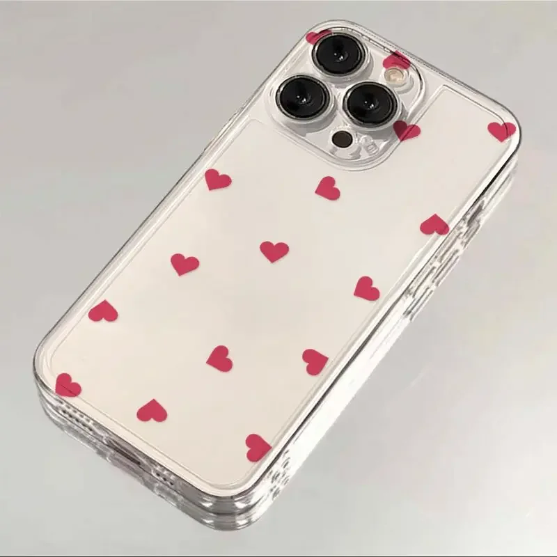 Etui na telefon Cute Red Little Heart do iPhone 16 15 14 13 12 11 Pro Max Mini X XS XR SE 7 8 Plus Transparent Non-Slip Cover Fundas
