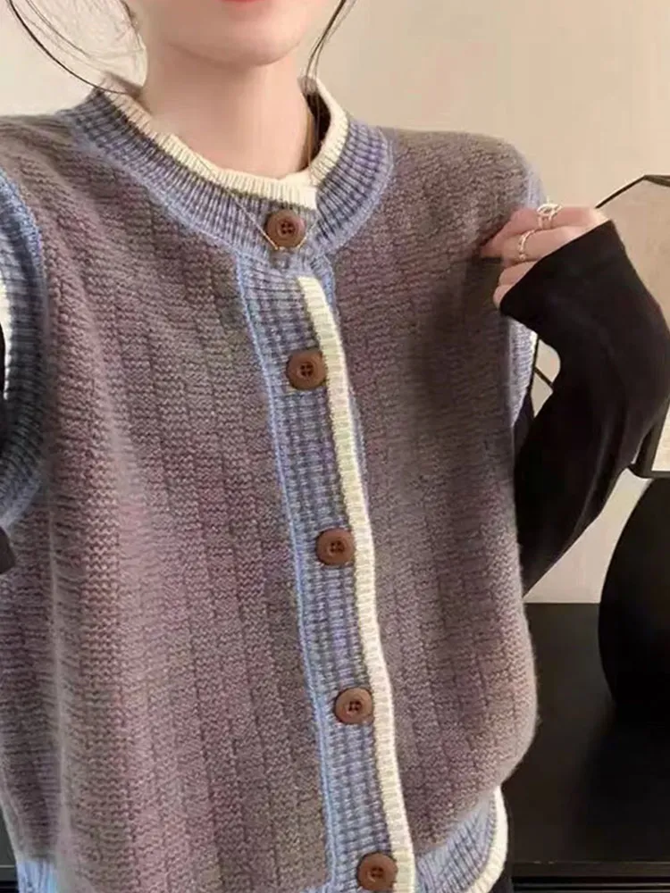 

Slimming Color Blo Knitted Open Cardigan Svel Vest Top Casual Sle Women's Faion Outerwear Poetic Lin Brand