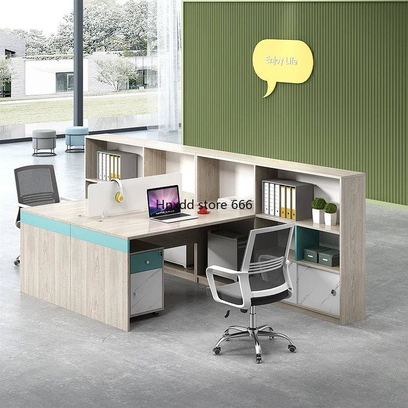 Double face-to-face 4-person screen baffle partition computer office work table