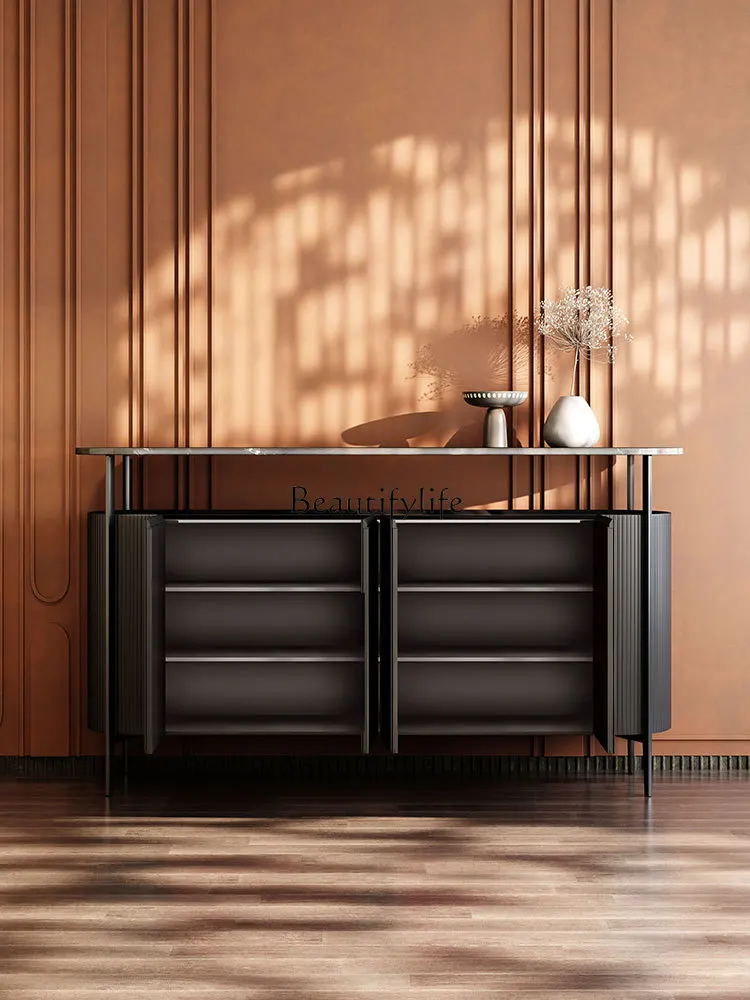 

04Italian minimalist entrance cabinet light luxury marble dining side cabinet modern simplicity