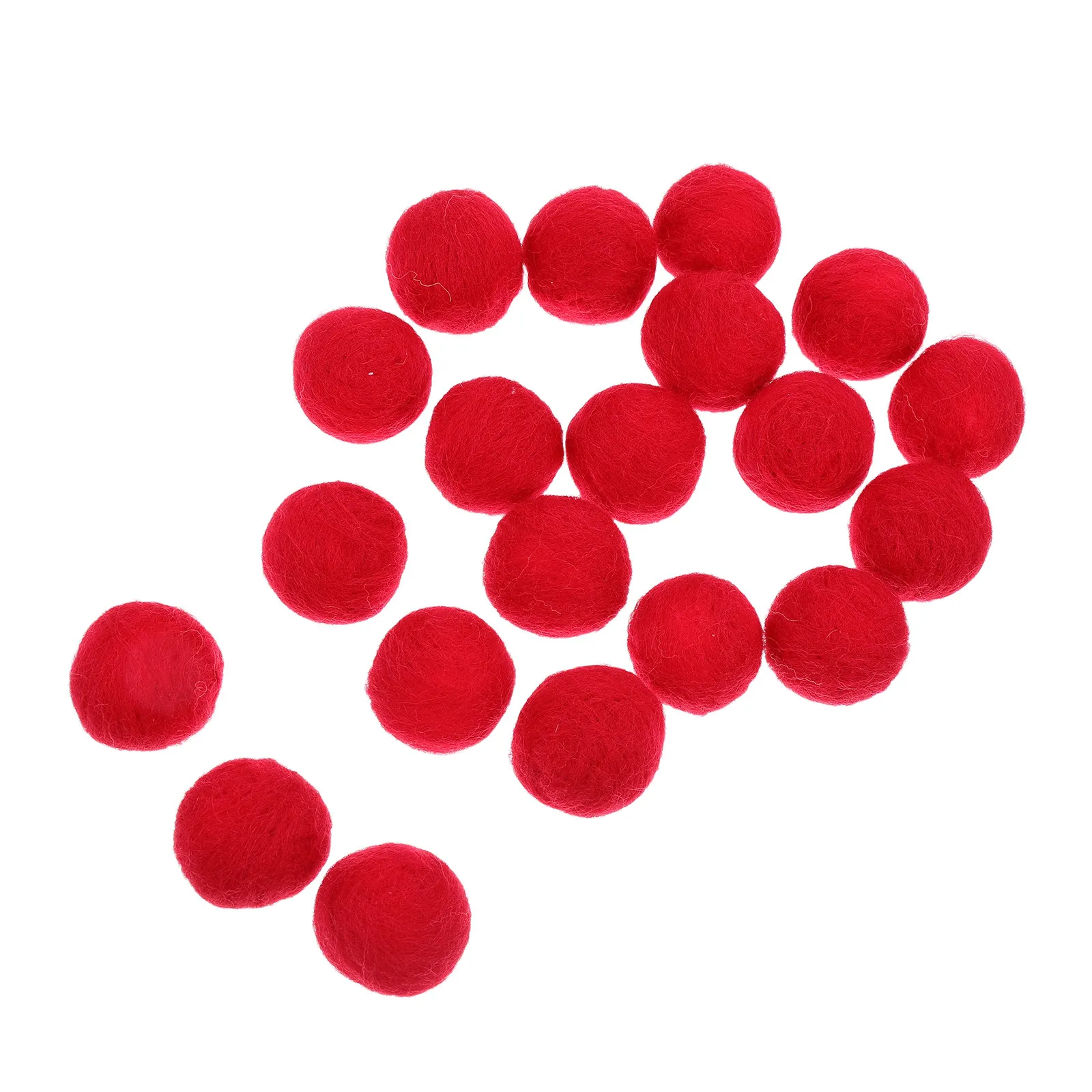 20Pcs Red Wool Felt Balls Mini Pom Poms Handmade Wool Crafts Soft Felted Balls for Festival Decor Small Craft Pompoms Woolen