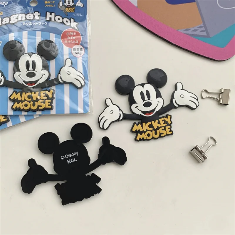 Disney Mickey น่ารักการ์ตูนที่มีประสิทธิภาพซ่อนแม่เหล็กกระเบื้อง DIY ตู้เย็นสติกเกอร์แขวนข้อความสติกเกอร์ตกแต่ง