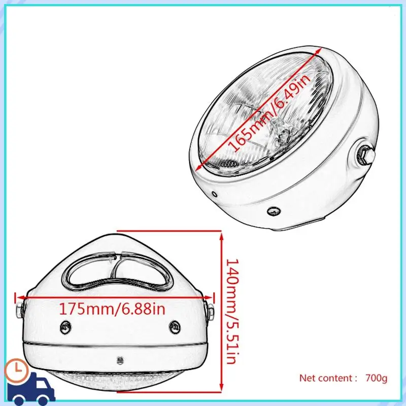 

Retro Vintage Motorcycle Universal Side Mount 35W 6.5 Inch Amber Headlight Café Racer With Grille + Bracket Kit