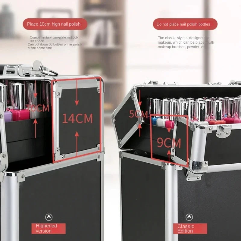 MultiTiered Aluminum Rolling Makeup Case Portable Cosmetic Train Case with Drawers for Beauty Professionals