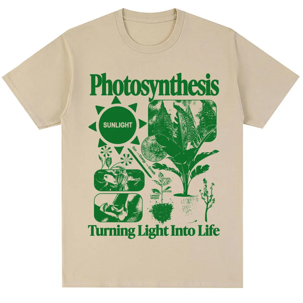 Funny Photosynthesis Turning Light Into Life T-shirt Men Women Retro Science T Shirts Oversized Cotton Casual T Shirt Streetwear