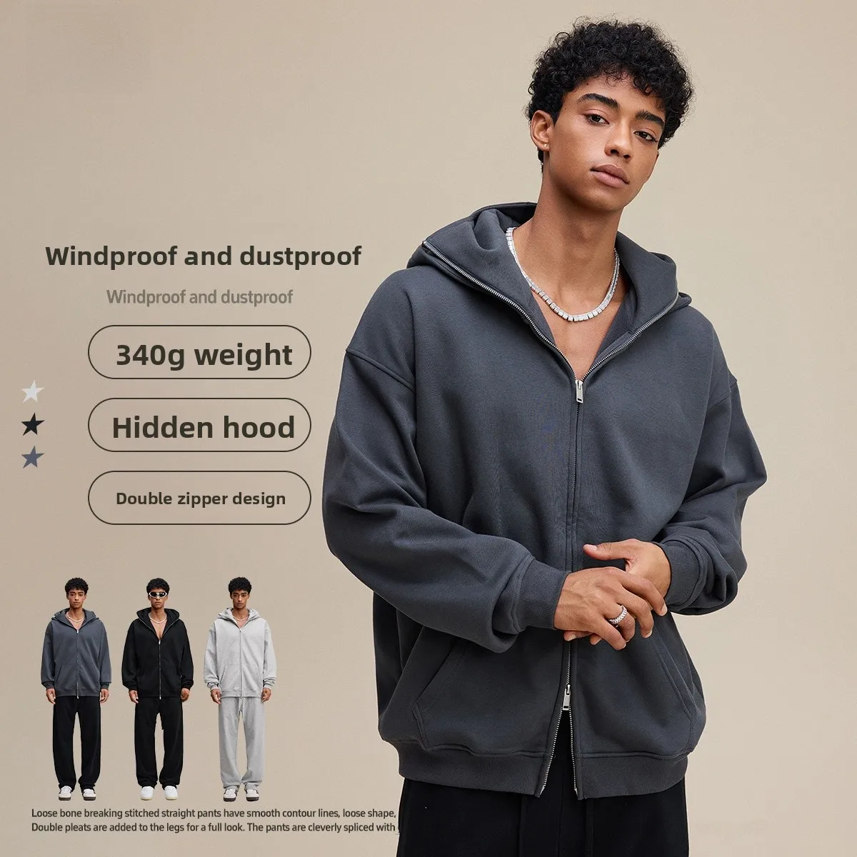 

Мужская толстовка-худи на молнии, утепленная, ветрозащитная, в стиле High Street, повседневная, из смесового хлопка и полиэстера, зимняя куртка