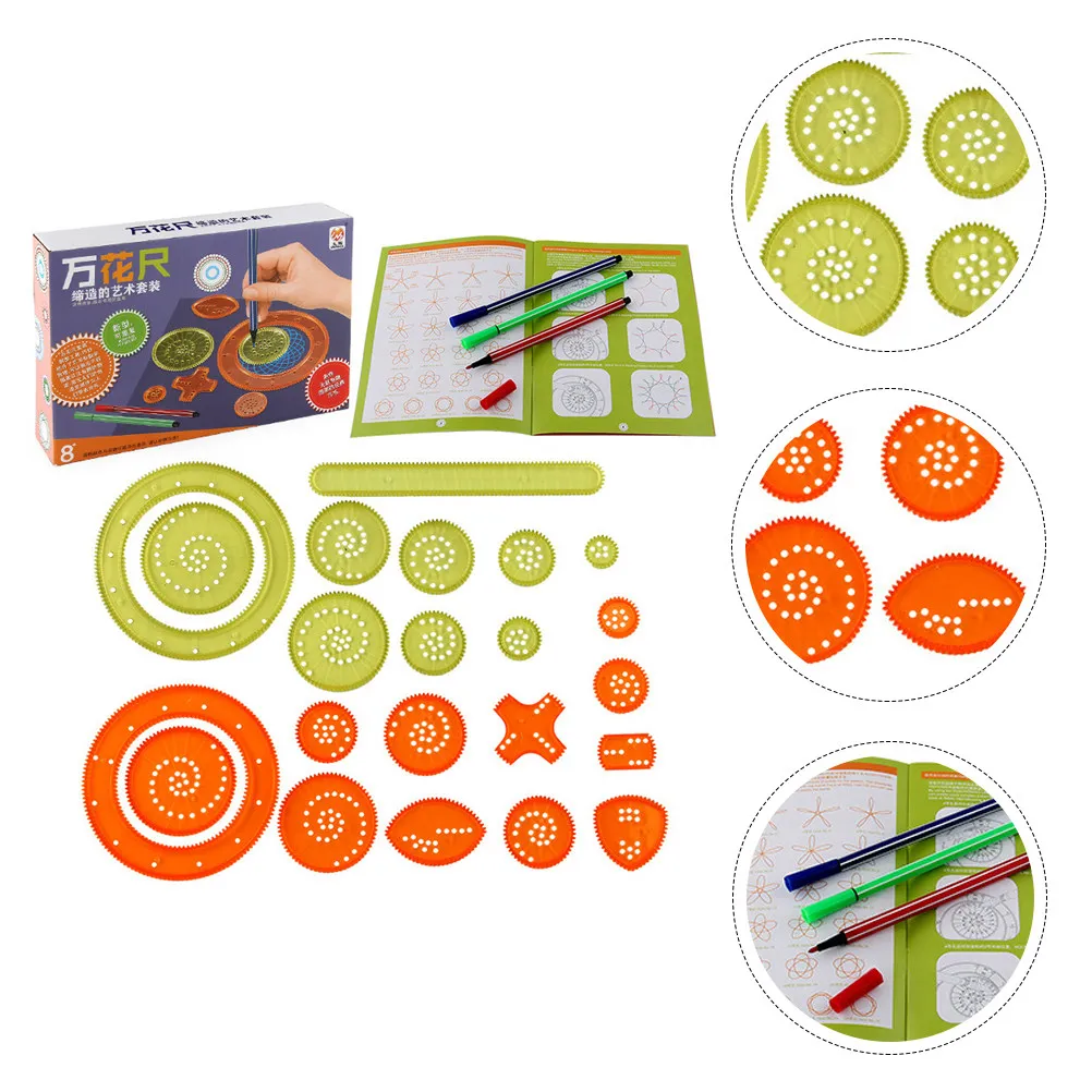 

1Set DIY Kaleidoscopic Drawing Ruler Set for Kids Creative Learning Tool Educational Painting Aid Geometry Art Tool Children