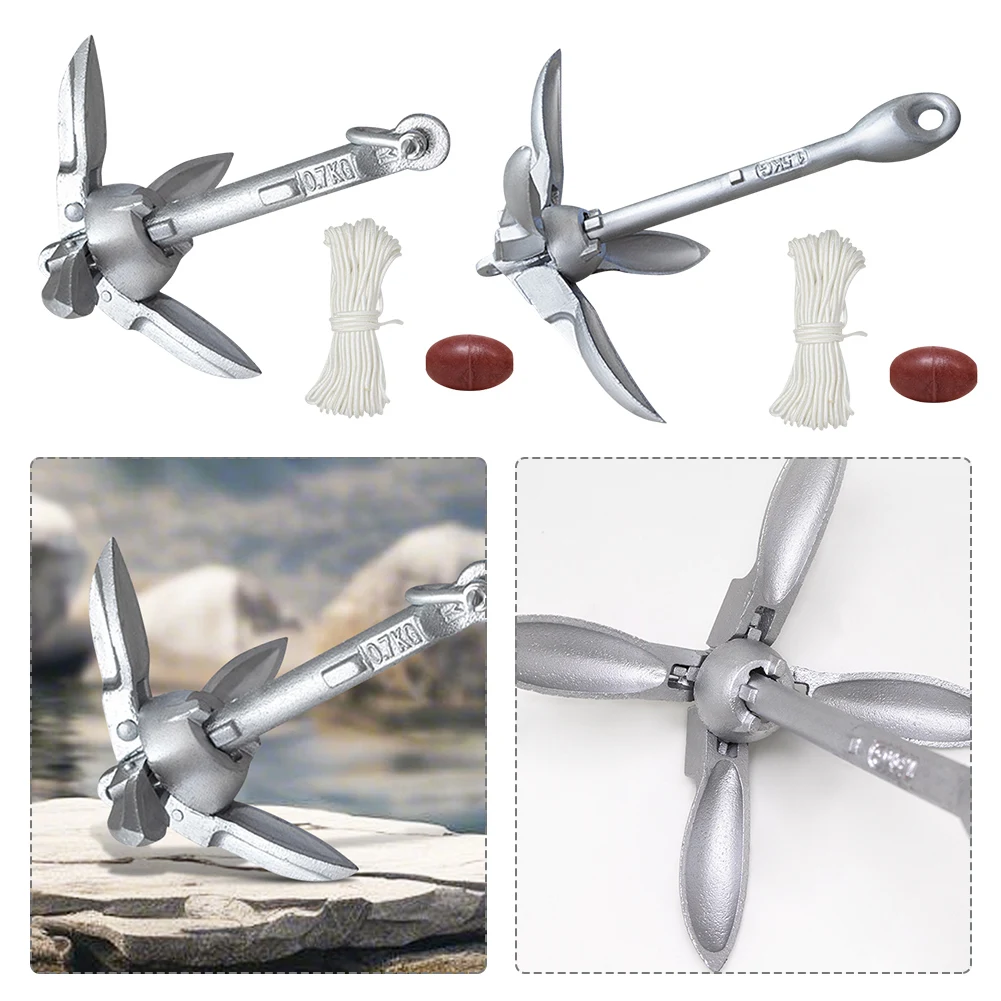 Ancla de grapnel de 0,7/1,5 KG con cuerda marina de 65 pies y anclaje marino de boya para canoas de pesca en Kayak, tabla SUP de Jet Ski