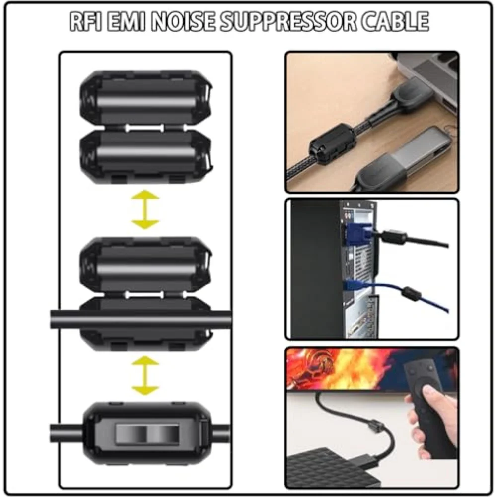 48pcs Ferrite Core Set With Folded Ferrite Interference Filter Cable Clamps For Cables Power Cords Audio Systems Accessories