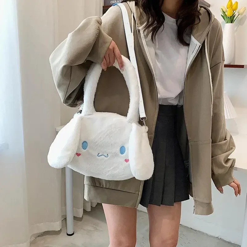 

Ins Girl Crossbody Bag Kuromi Velvet Tote Bag Tuition Bag Cute Anime Figure Cinnamoroll Kawaii Cartoon Handbag Girl Gift