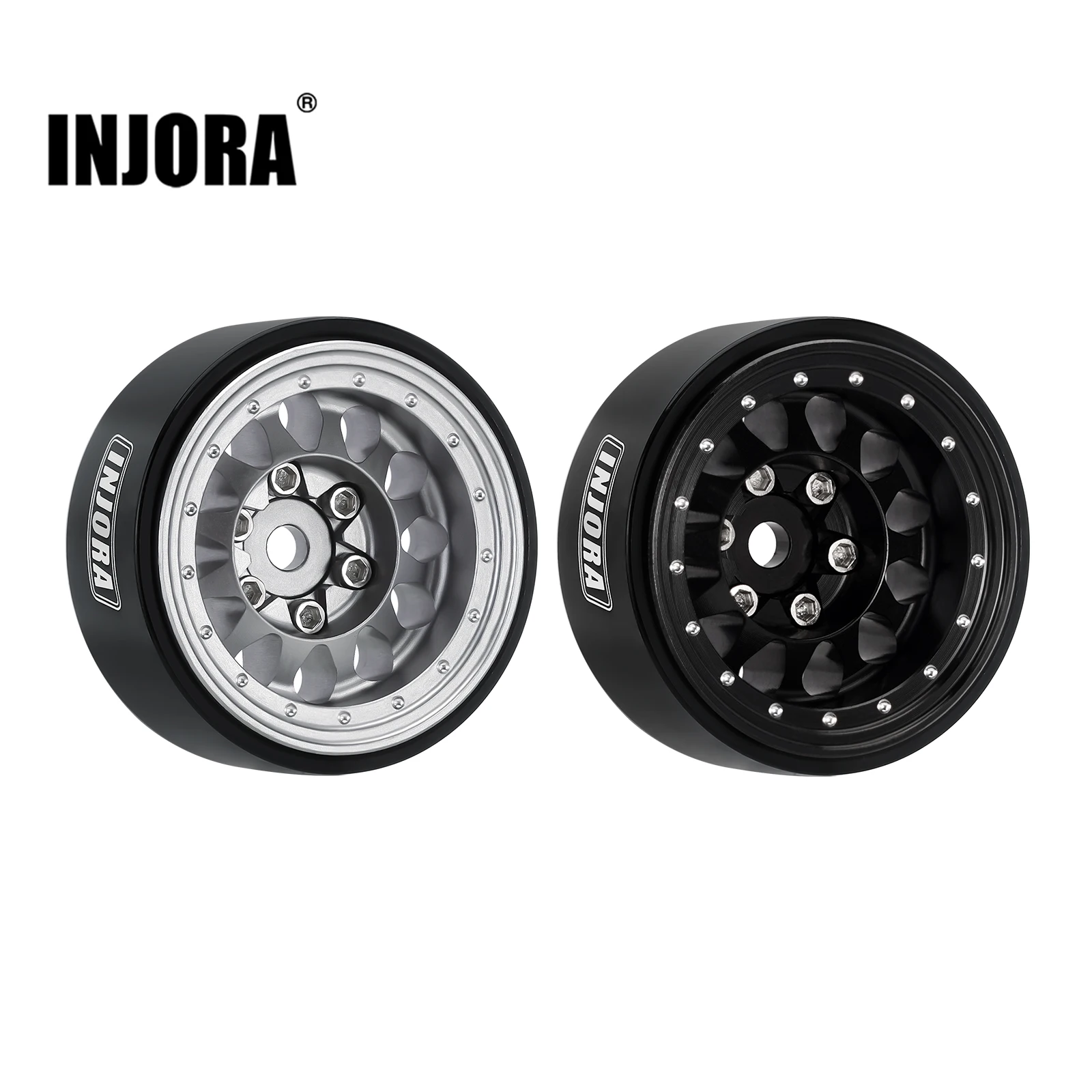 INJORA 1.0 Plus Aluminium Beadlock Wheel Rims for 1/24 1/18 RC Crawler SCX24 TRX4M FCX24 (W1108)