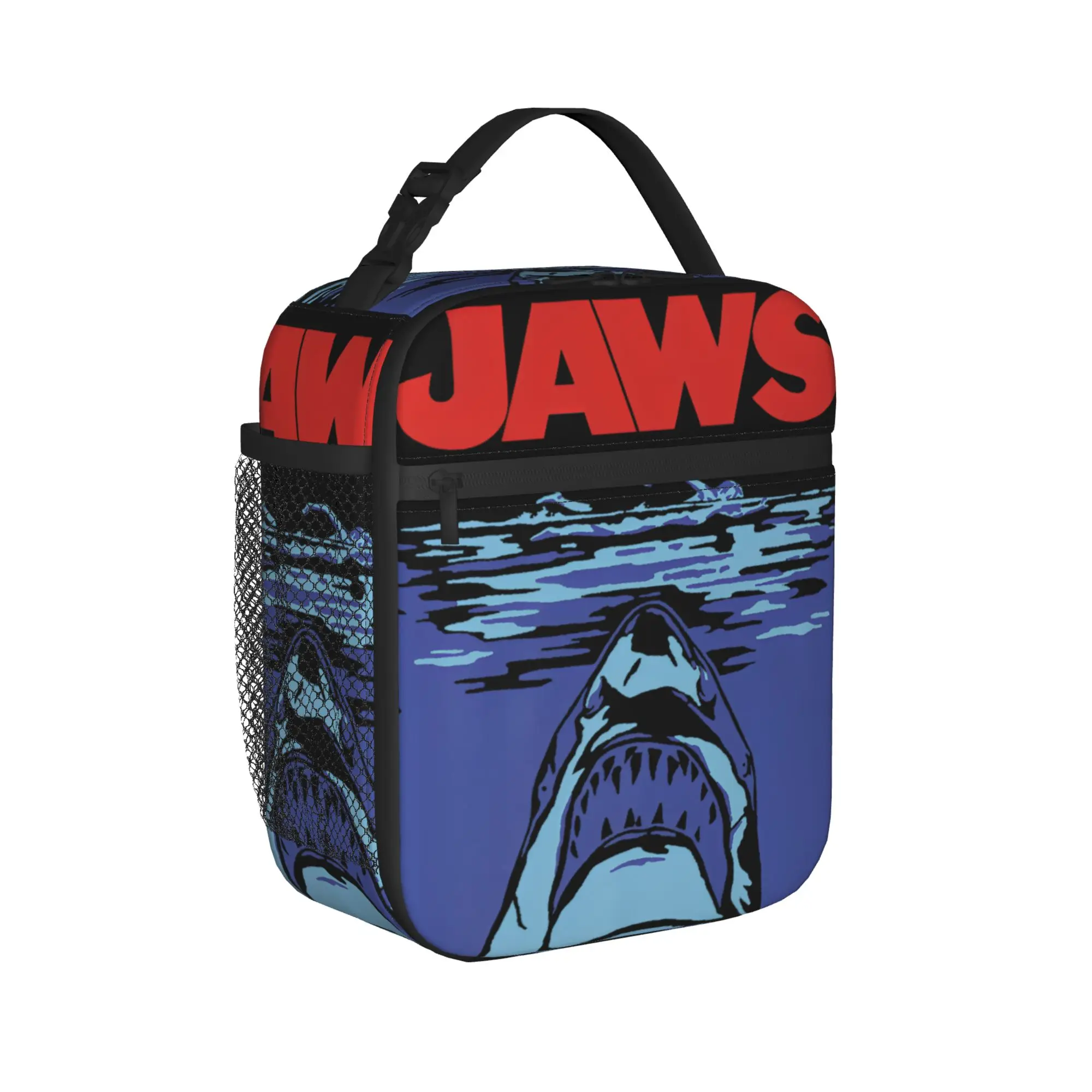 Jaws 50th Anniversary Poster Lunch Bag Casual Outdoor Picnic Lunch Box Print Portable Zipper Thermal Tote Handbags