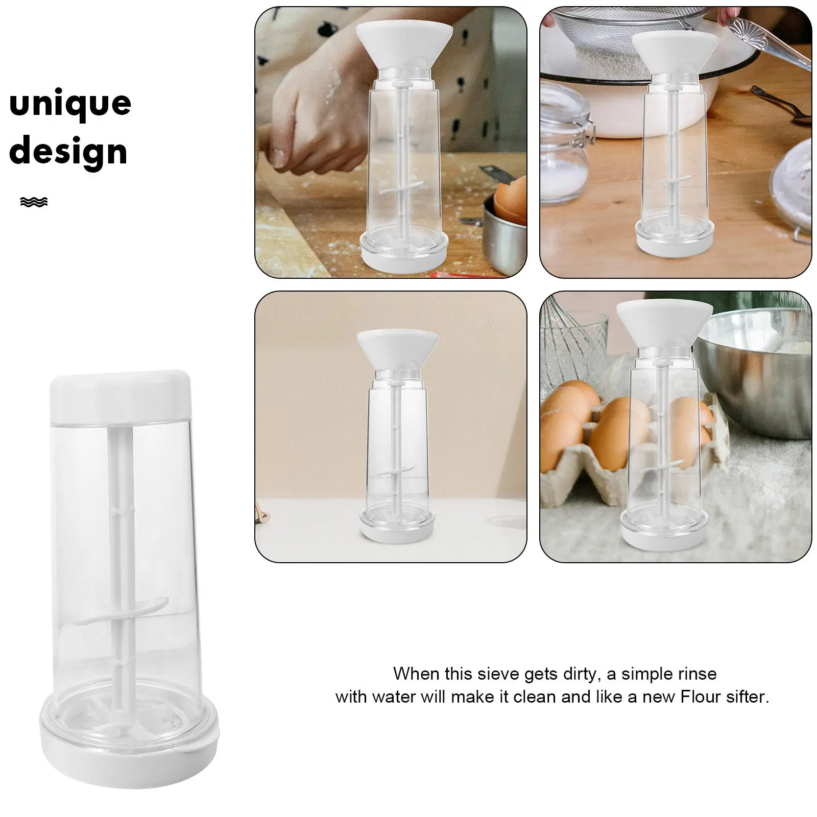 Semi-Automatic Handheld Flour Sifter Cup for Baking Powdered Sugar Flour Baking Powder Sugar Sifter Kitchen Tool
