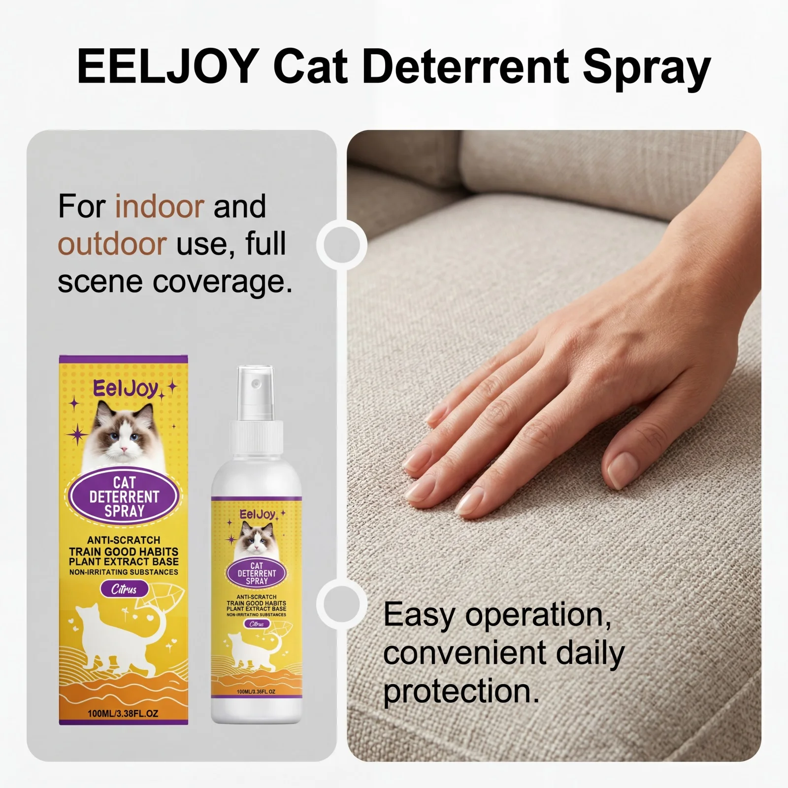 Cat Repellent Spray Indoor Outdoor Stop Sofa Scratching Urine Marking Long Lasting Furniture Protector Pet Deterrent Spray 100ml