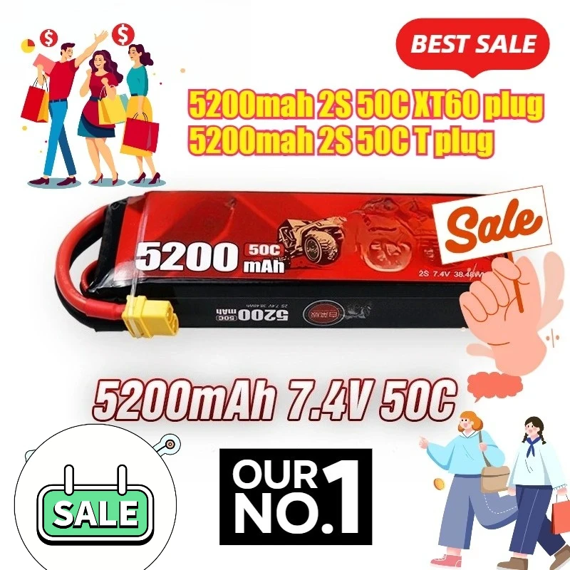 

5200mAh/2S/7.4V/50C/ for BT LIPO Baiter Drone Model Lithium Battery
