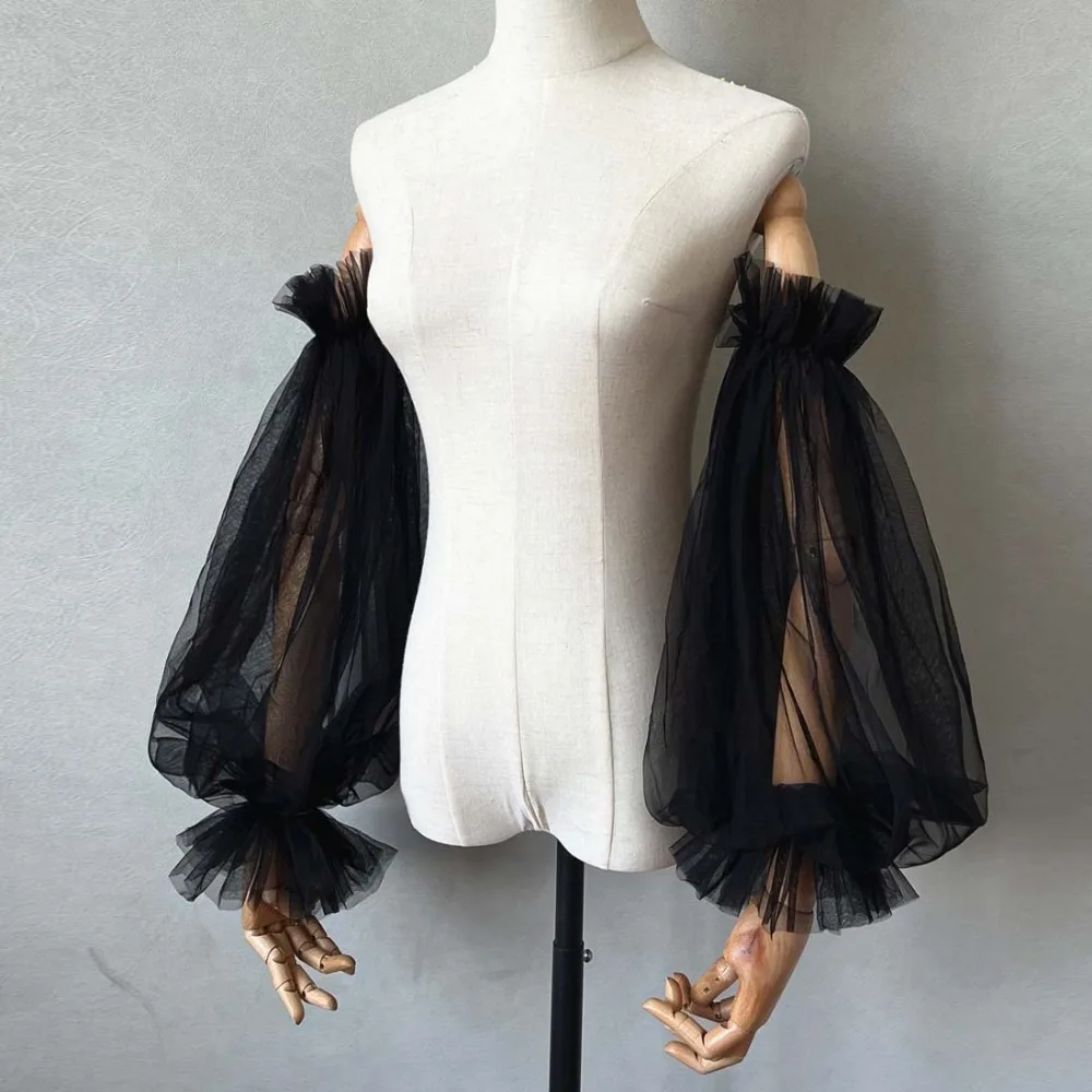 

Beautiful Korean Style Bridal Arm Sleeves Yarn Solid Color Wedding Long Sleeves Breathable Elastic Pleated Lace Arm Covers Party