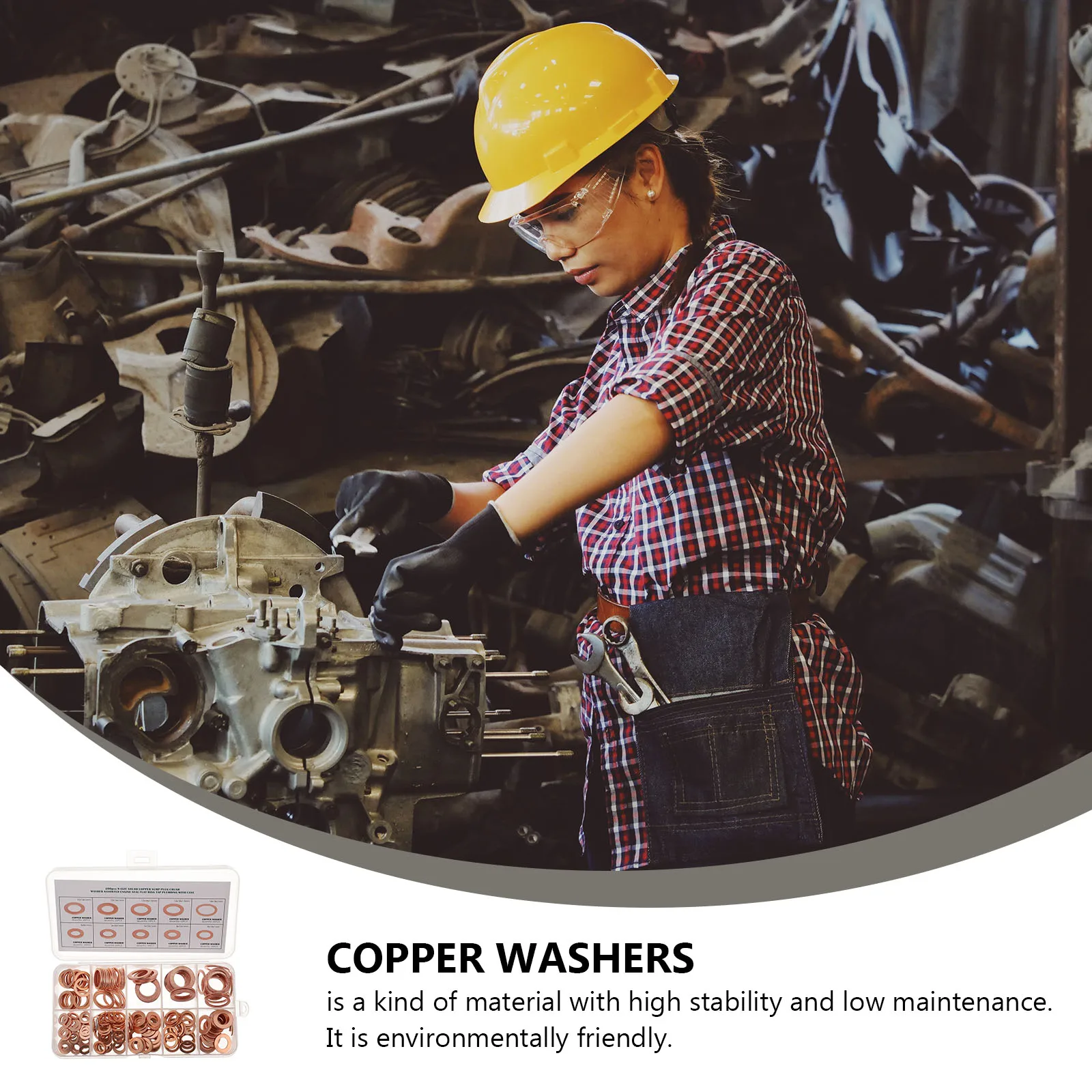 

200pcs Copper Flat Washers Corrosion Resistant Smooth Shiny Surface Easy Install Support Bolt Nut Load Spread Prevent