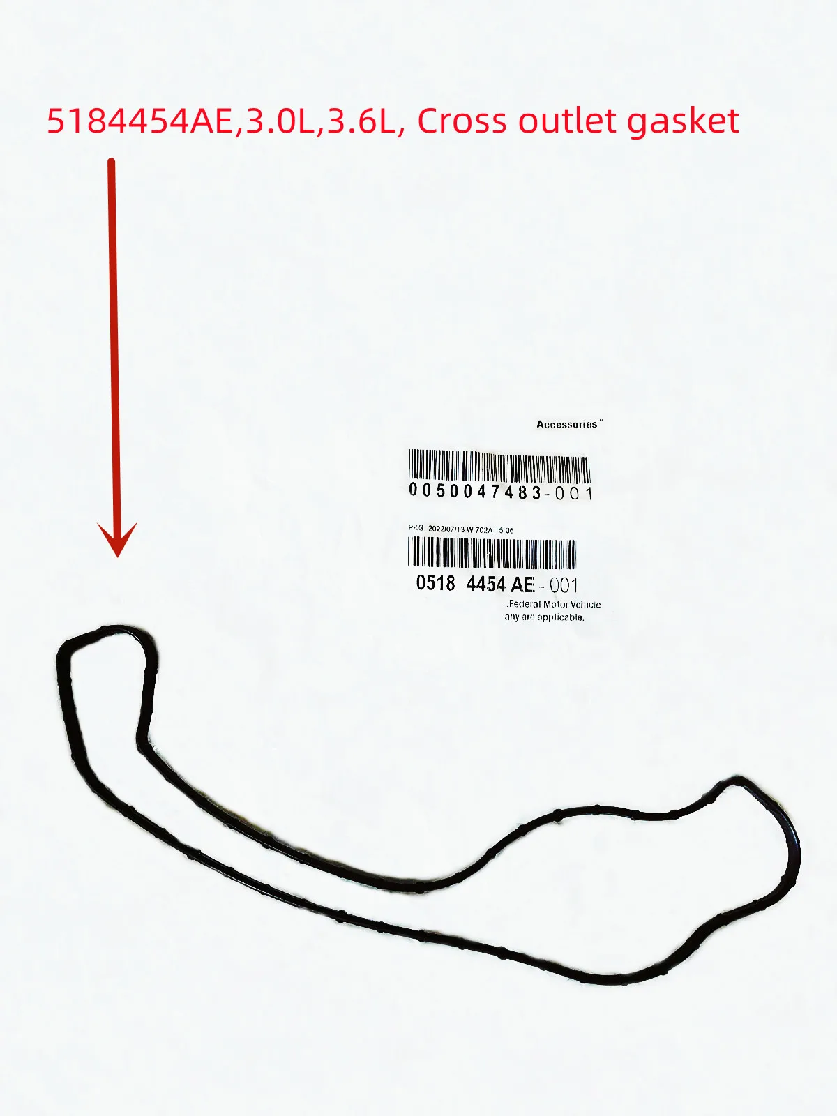 WAP02 Original Cross Outlet Gasket, 68083133AB, 5184454AE, 68087340AB, For:3.0L,3.6L, Wrangler JK,Grand Cherokee, WK，Challenger,