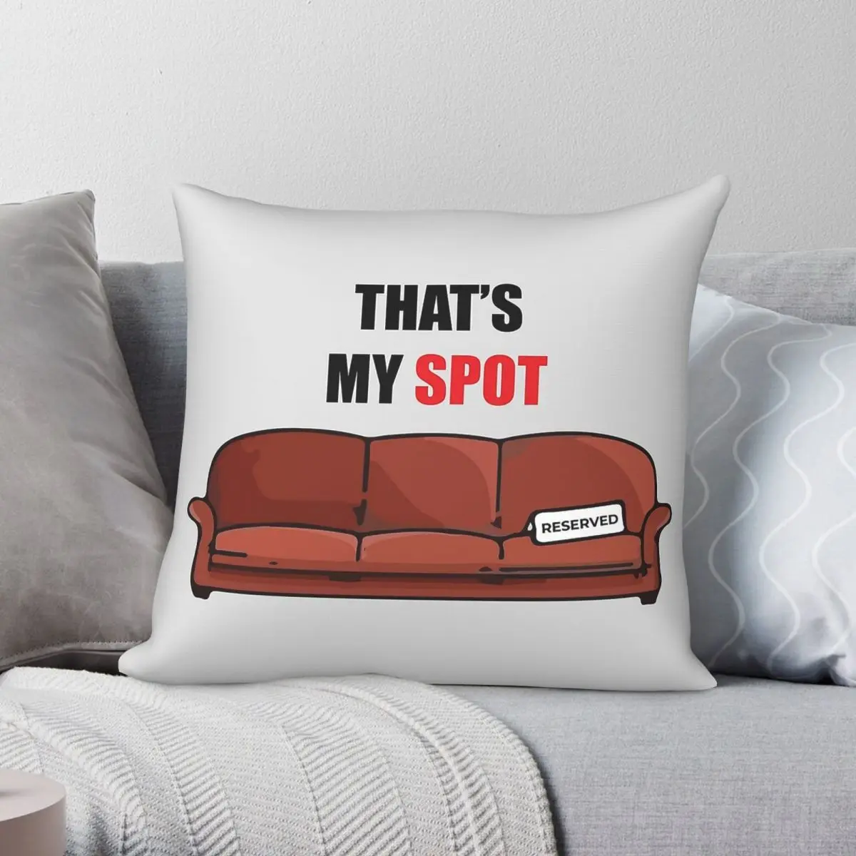 That's My Spot Reserved Pillowcase Polyester Linen Velvet Pattern Zip Decor Pillow Case Car Cushion Cover