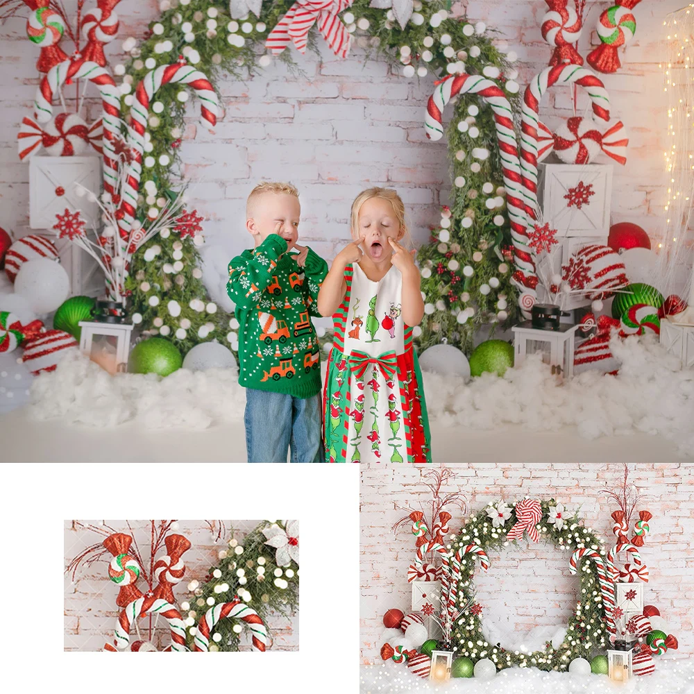 

Christmas Snowy Wreath Backdrops Kids Family Photography Props Child Adult Photocall Snowman Snowflake Backgrounds