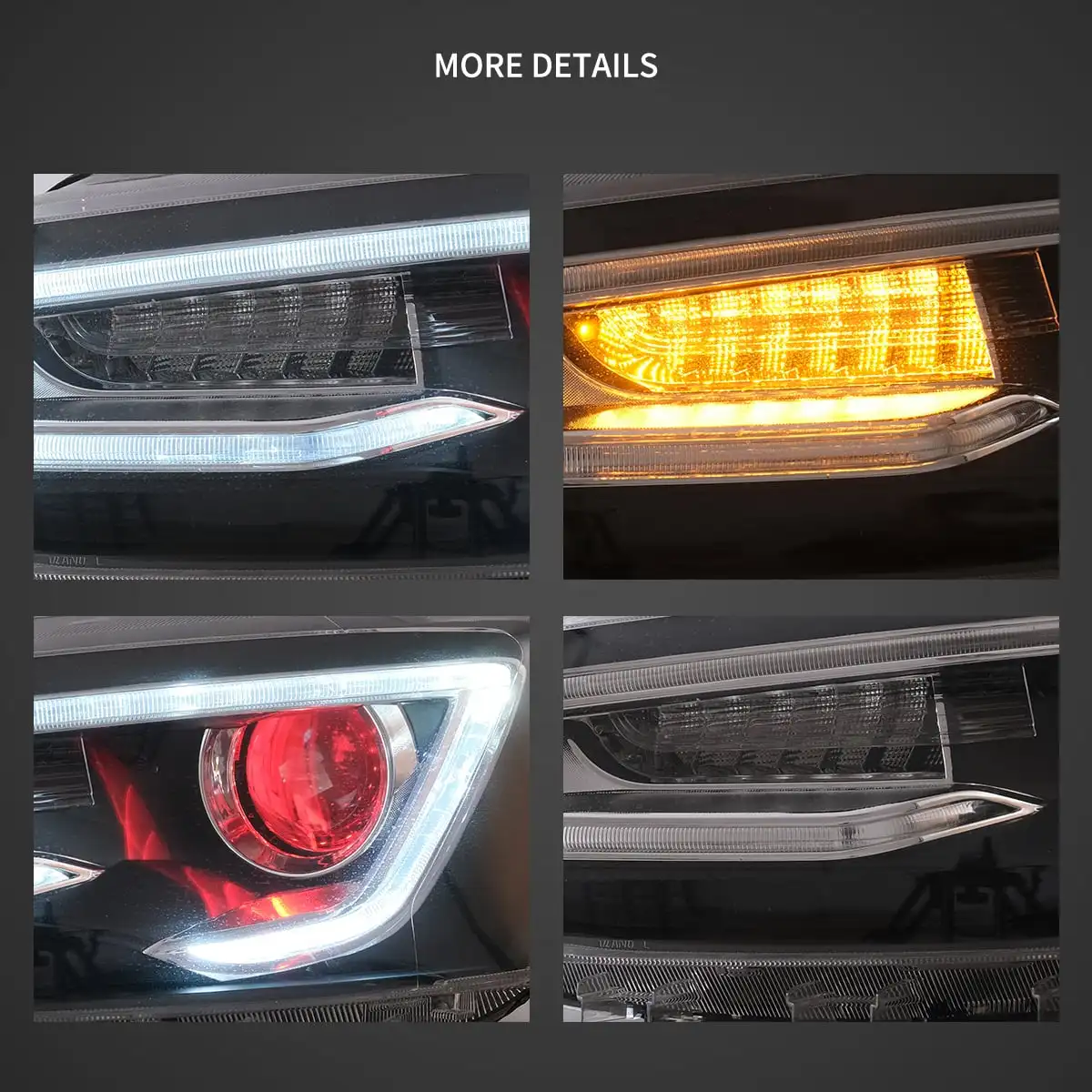 Vland 11-18 Jetta MK6 Dual Beam Projector Headlights Black Housing Headlamp Assembly Plug and Play